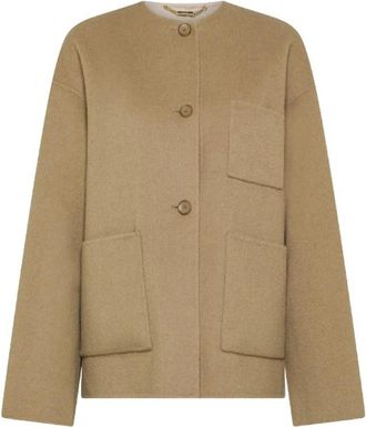 Seventy Cappotto corto con sciarpa bicolor - Dames - Zomerjassen - Beige - L - Leer - Jassen