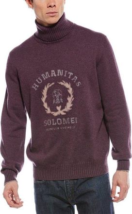 Brunello Cucinelli Maroon Turtleneck Sweater With Emblem, Brand Size 50 (US Size 40)