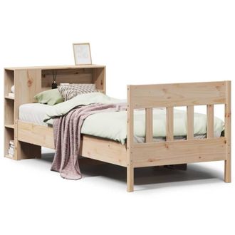 Berkfield Home Bookcase Bed without Mattress 75x190 cm Small Single Solid Wood Pine in Light Tan