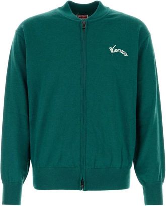 Kenzo Cardigan con zip e design Torre Eiffel - - Knitwear - Uomo - Verde - M