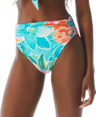 Carmen Marc Valvo Shirred Waist Bikini Bottom In Multi
