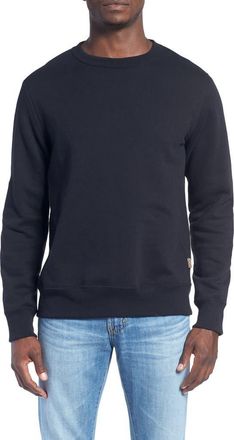 Billy Reid Dover Crewneck Sweatshirt with Leather Elbow Patches in Dark Midnight at Nordstrom, Size Xx-Large