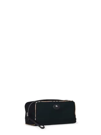 Burberry Check Trim Polyester Travel Wallet - Black
