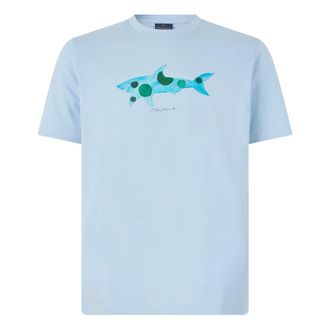 Paul & Shark Blue cotton T-shirt with print - male - Paul & Shark - T-Shirts - Blue - 2XL - Tops
