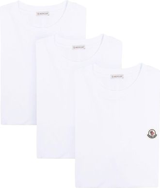 Moncler logo-patch short-sleeve T-shirt - men - Cotton - S - White