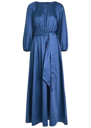 Joseph Bellan Gathered Cotton-sateen Maxi Dress - Blue - 38 (UK10 / S)