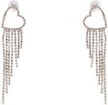 8 by YOOX HEART SHAPED RHINESTONES EARRINGS WITH FRINGES
