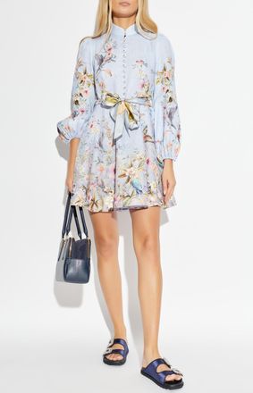 Zimmermann Dress With Floral Motif, Womens, Blue