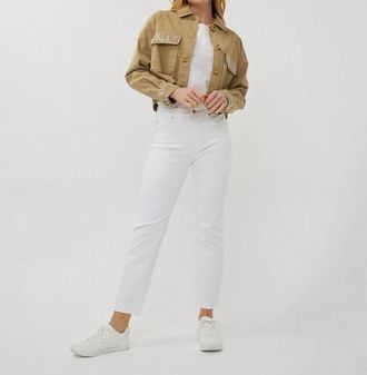 Esqualo Wana Wide Crop Jacket With Sparkle On Pocket In Dark Sand