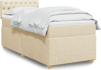 vidaXL Vidaxl - Cama Box Spring Con Colch&oacute;n Tela Color Crema 80x200 Cm