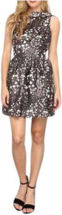 Badgley Mischka Jacquard Sleeveless Halter Dress In Black/gold