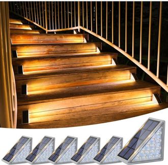 OEM Juego De 6 Luces Solares Para Escaleras, Luces Solares Exteriores Impermeables Ip67, Luces Led Para Escaleras De Jard&iacute;n, Escaleras, Escalones De Entra