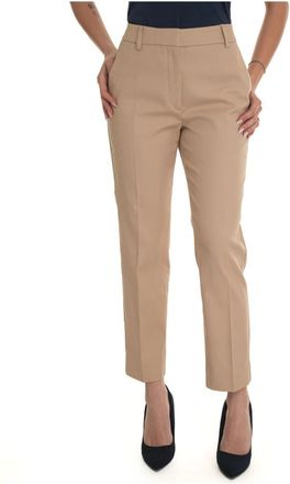 Max Mara New York Style Broek met Amerikaanse Zak - Dames - Slim Fit Broeken - Beige - 2XL - Katoen - Broeken