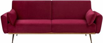 Beliani Beliani - Divano letto a 3 posti in velluto rosso scuro Eina