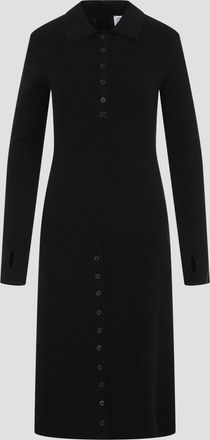 Courr&egrave;ges Womens Multi Buttons Midi Dress - Black Cotton - Size Small