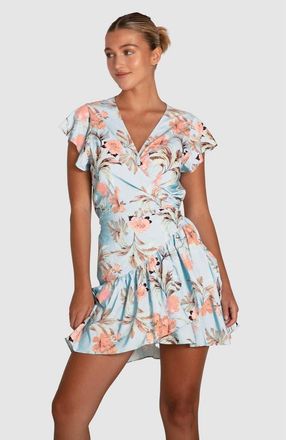 Belle & Bloom Love Shack Mini Wrap Dress in Light Blue at Nordstrom, Size X-Small Au