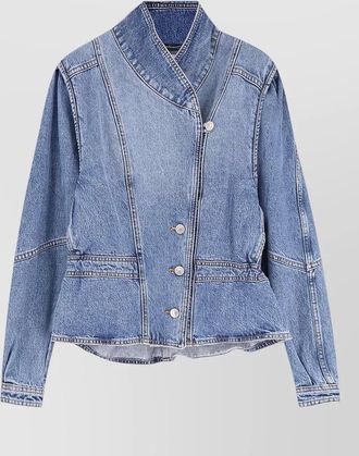Isabel Marant denim paneled gathered long-sleeve jacket