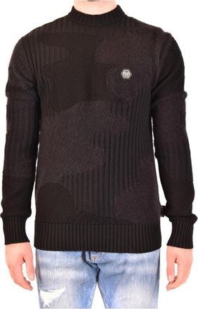 Philipp Plein Rondgebreide trui - Heren - Ronde hals truien - Zwart - M - Truien & Vesten