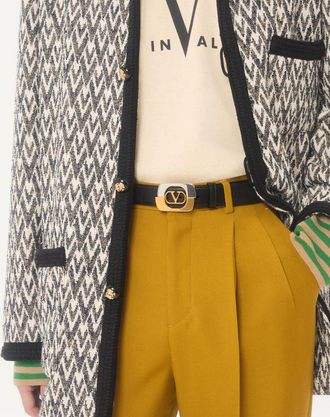 Valentino Garavani Cintura Valentino Garavani Vlogo Signature In Vitello Lucido 30 Mm Uomo NERO 085