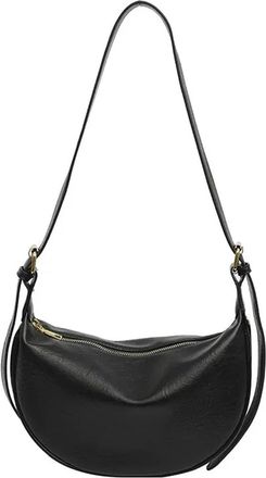 Generic Compatible For Retro Womens Shoulder Bag Dumpling Shaped Crossbody Commuter Zipper Single Strap Polyester Lining(Black)