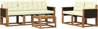 vidaXL Conjunto De Sof&aacute;s De Exterior 6 Uds. Natural Y Crema Vidaxl