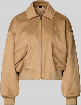 Guess Regular Fit Bomberjacke mit Umlegekragen in Camel, Gr&ouml;&szlig;e XL