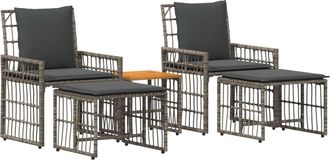 vidaXL Juego De Muebles De Exterior 5 Uds. Negro Y Gris Oscuro Vidaxl