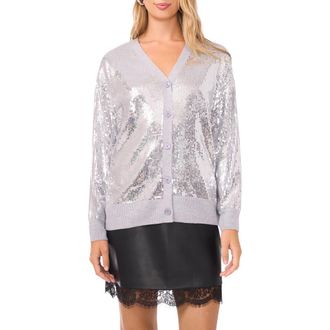 Vince Camuto Sequin Cardigan in Light Heather Grey at Nordstrom Rack, Size X-Large