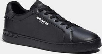 Coach Mens Clip Low Top Sneaker With Signature Canvas in Black, Size 8 | Leather