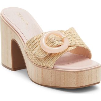Cecelia New York Charlie Buckle Platform Slide Sandal in Pink at Nordstrom, Size 9.5