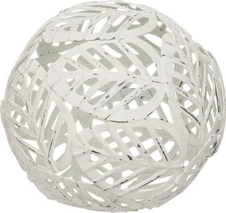 Foreside Home And Garden White Distressed Metal Laser Cut Leaf Pattern Decorative Sculpture at Nordstrom