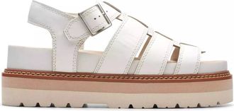 Clarks Schoenen, Dames, Beige, 41 1/2 EU, Leer, Witte Twist Damessandaal
