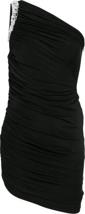 DAVID KOMA Abito corto drappeggiato con cristalli - Nero