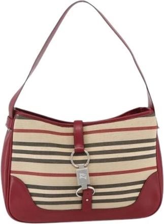 Burberry Pre-owned Shoulder Bags, female, Beige, Size: ONE SIZE Pre-owned Canvas Shoulder Bag