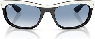 Ray-Ban 62mm Balorama Gradient Rectangle Sunglasses in White On Black /Clear at Nordstrom