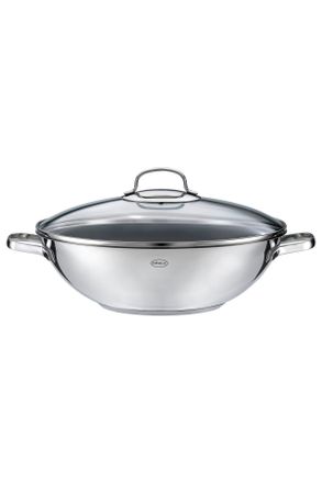 Rösle WOK, Edelstahlfarben, Metall, nicht angegeben l, backofengeeignet, antihaftbeschichtet, Deckel hitzebeständig, Kochgeschirr, Pfannen, Woks