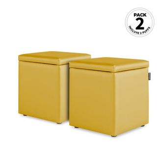 Happers Happers - Puff Cubo Arc&oacute;n Polipiel Mostaza Pack 2 Unidades Mostaza