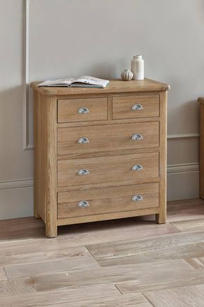 Julian Bowen Memphis 5 Drawer Chest (3+2) in Light Oak