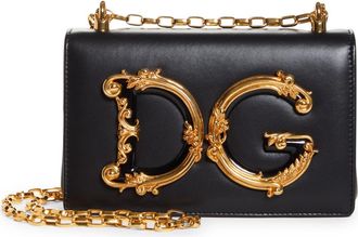 Dolce & Gabbana Logo Leather Crossbody Bag in Black at Nordstrom