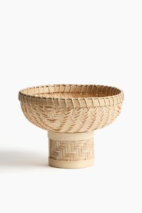 H&M Servierschale aus Bambus mit Fuss - Beige