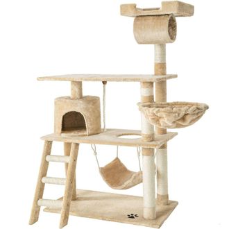 TecTake &Aacute;rbol rascador para gatos, postes de sisal, antivuelco, 141cm, beige