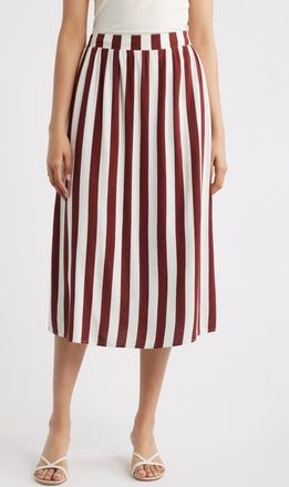 Bobeau Stripe A-Line Skirt in Ivory Brandy Brown Stripe at Nordstrom, Size X-Large