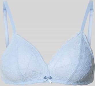 Jake*s Casual Triangel-BH mit Spitze und Schleifen-Detail in Hellblau, Gr&ouml;&szlig;e XL