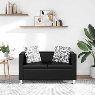 vidaXL Sof&aacute; De 2 Plazas De Cuero Artificial Negro Vidaxl