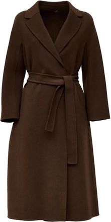 Max Mara Midi omslagjas - Dames - Jas met riem - Bruin - M - Wol - Jassen