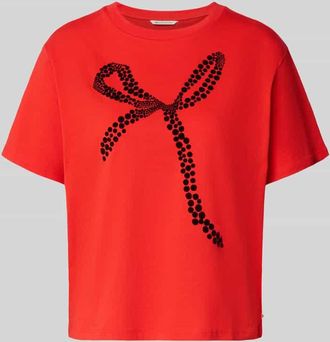 Tom Tailor Denim Oversized T-Shirt aus reiner Baumwolle in Rot Melange, Gr&ouml;&szlig;e XS