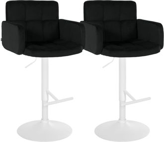 Clp Juego De 2 Taburetes De Bar Los Angeles Terciopelo Negro Blanco