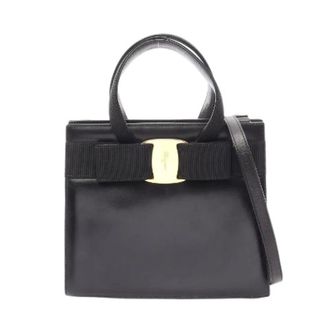 Ferragamo Pre-owned Vara Ribbon Leder 2way Handbag - Dames - Pre-owned - Zwart - Maat: ONE Size Leer