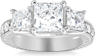 Pompeii3 2 3/4CT Princess Cut Three Stone Vintage Diamond Engagement Ring Lab Grown 14k