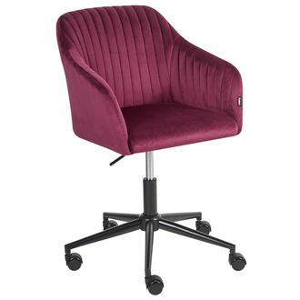 Beliani Silla De Oficina De Terciopelo Base Giratoria Negro Altura Acolchado Borgo&ntilde;a Venice